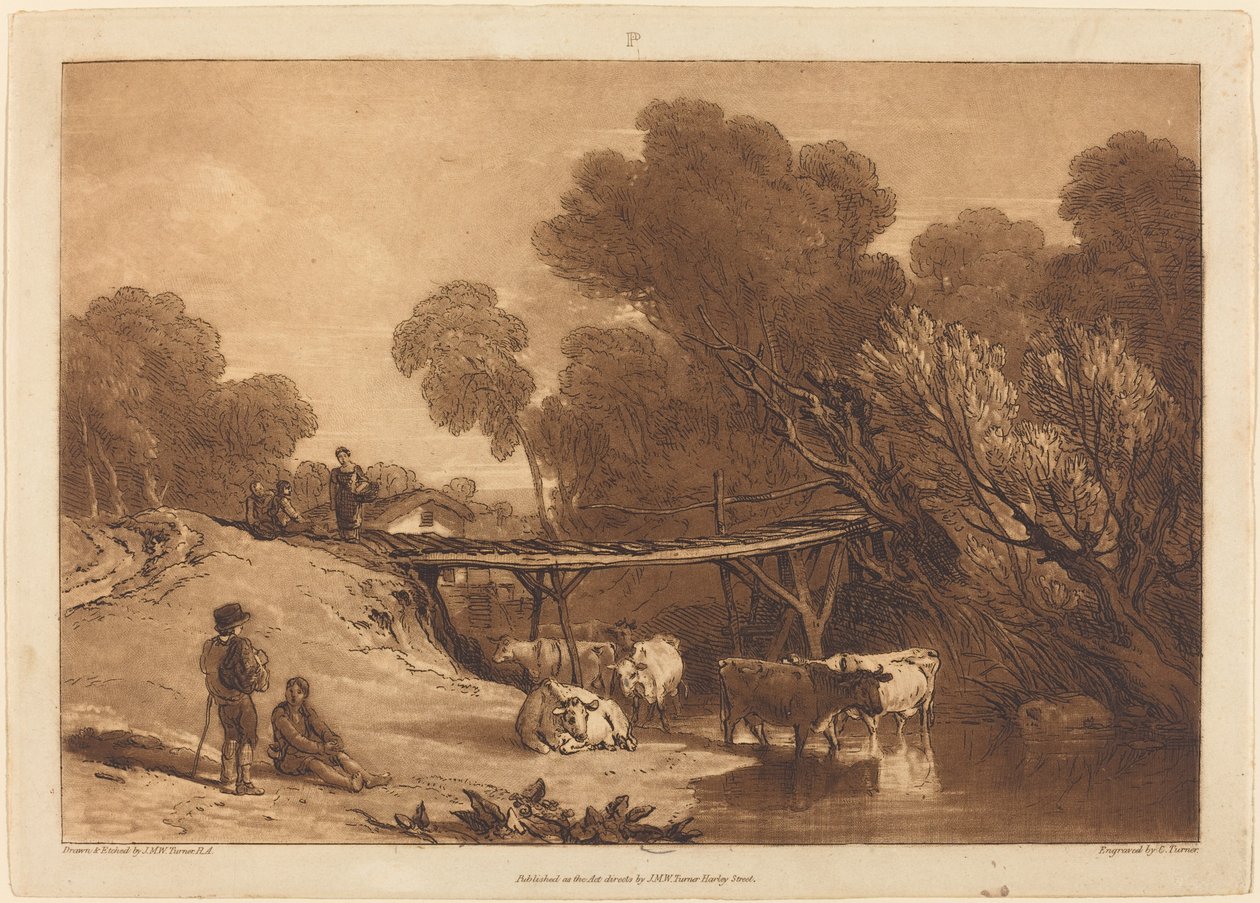 Bridge and Cows, publicado em 1807. de Joseph Mallord William Turner