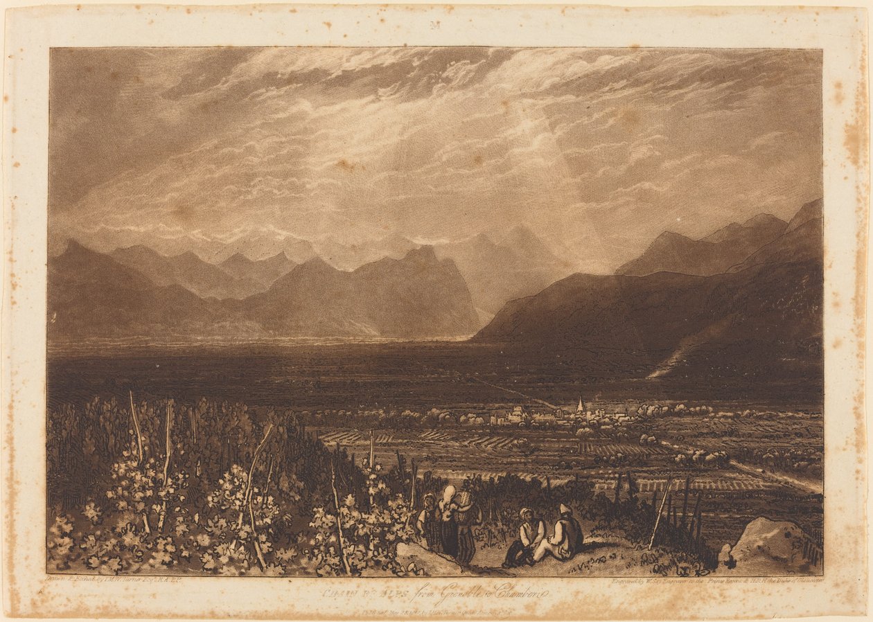Cadeia de Alpes de Grenoble a Chamberi, publicado 1812 de Joseph Mallord William Turner