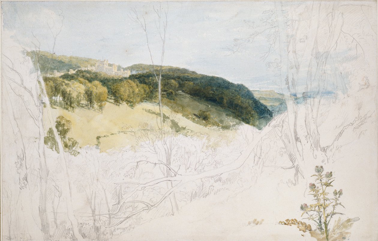 Vista distante da cena do Lowther Castle Park, 1809 de Joseph Mallord William Turner