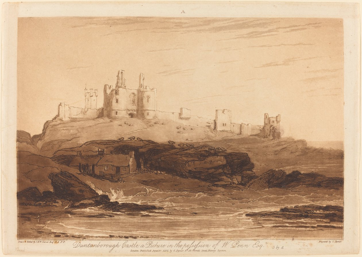 Castelo de Dunstanborough, publicado em 1808. de Joseph Mallord William Turner