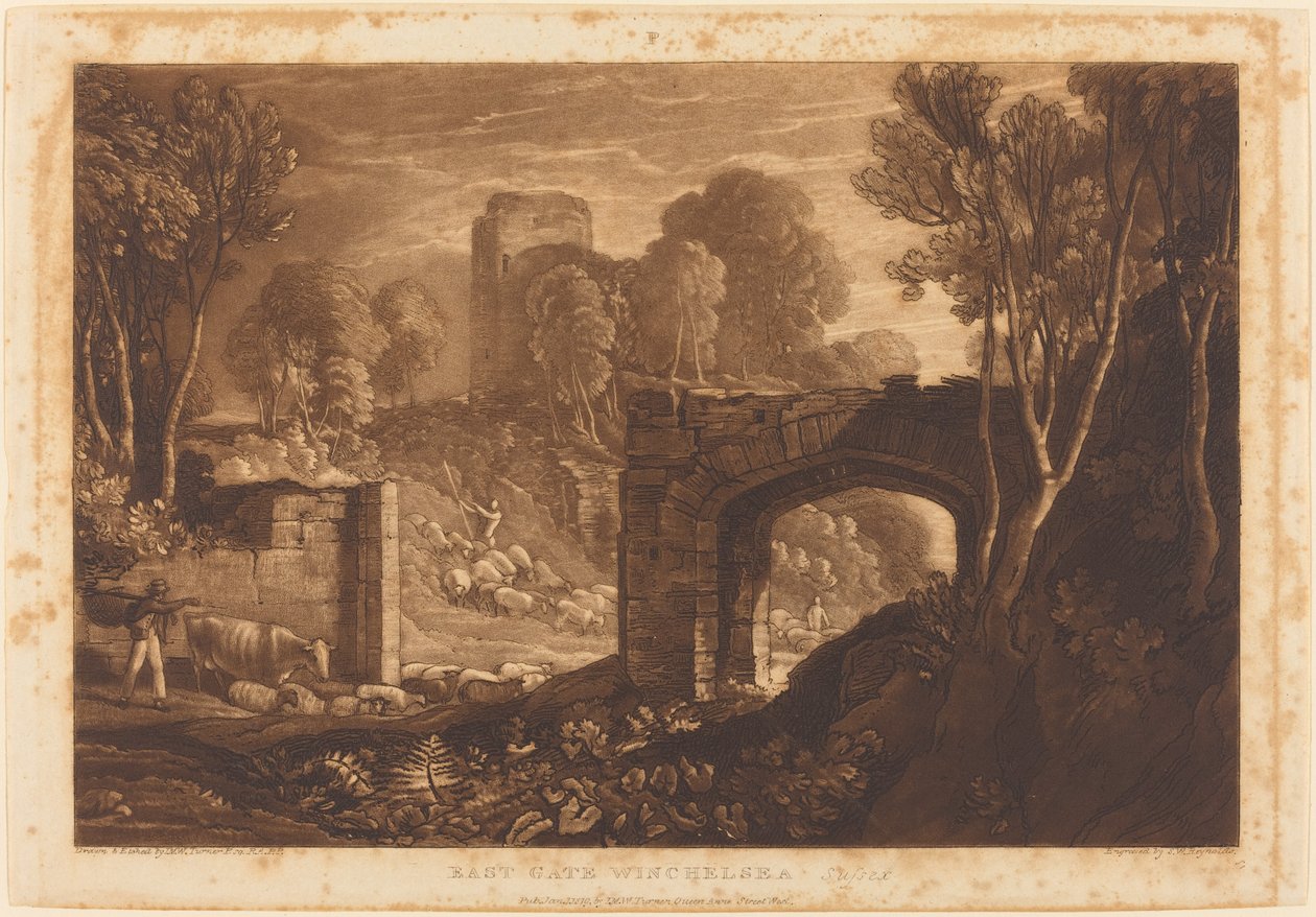 East Gate, Winchelsea, publicado em 1819. de Joseph Mallord William Turner