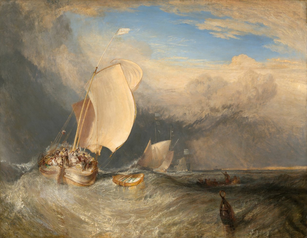 Barcos de Pesca com Hucksters Bargaining for Fish, 183738. de Joseph Mallord William Turner