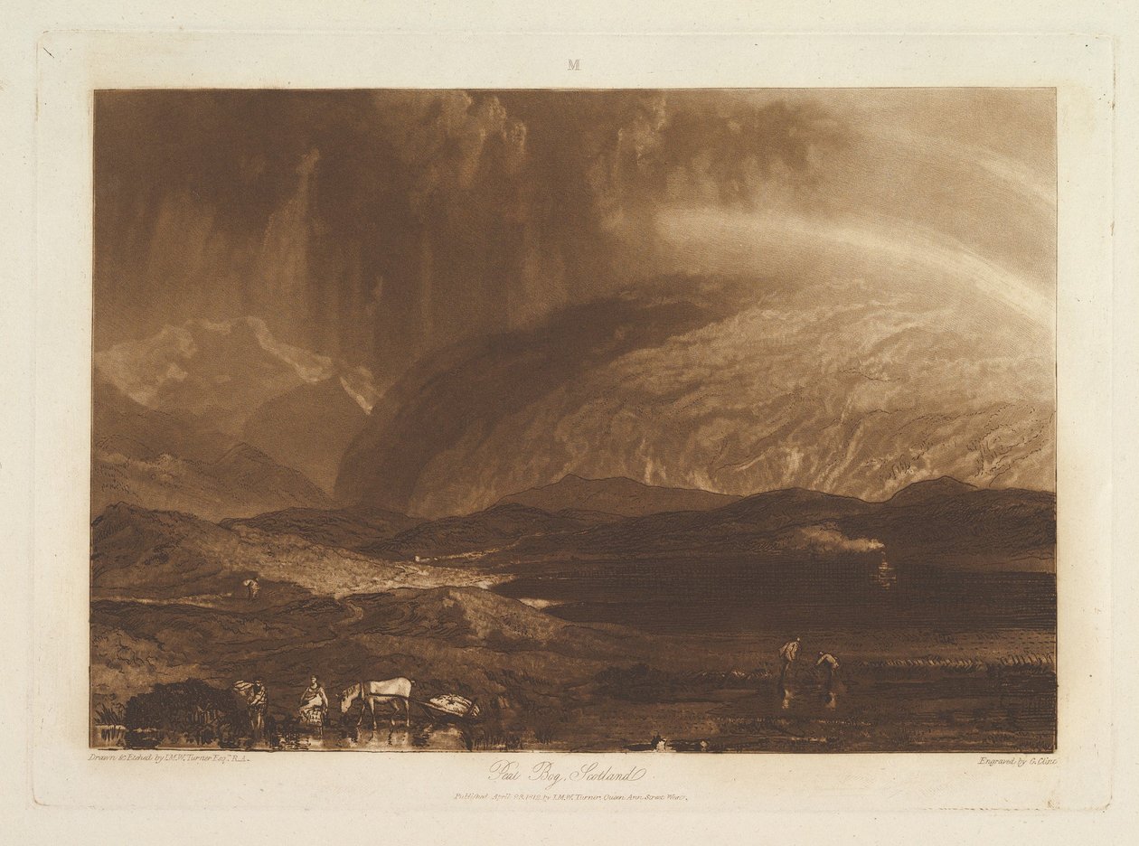 Peat Bog, Scotland Liber Studiorum, parte IX, placa 45, 23 de Abril de 1812. de Joseph Mallord William Turner