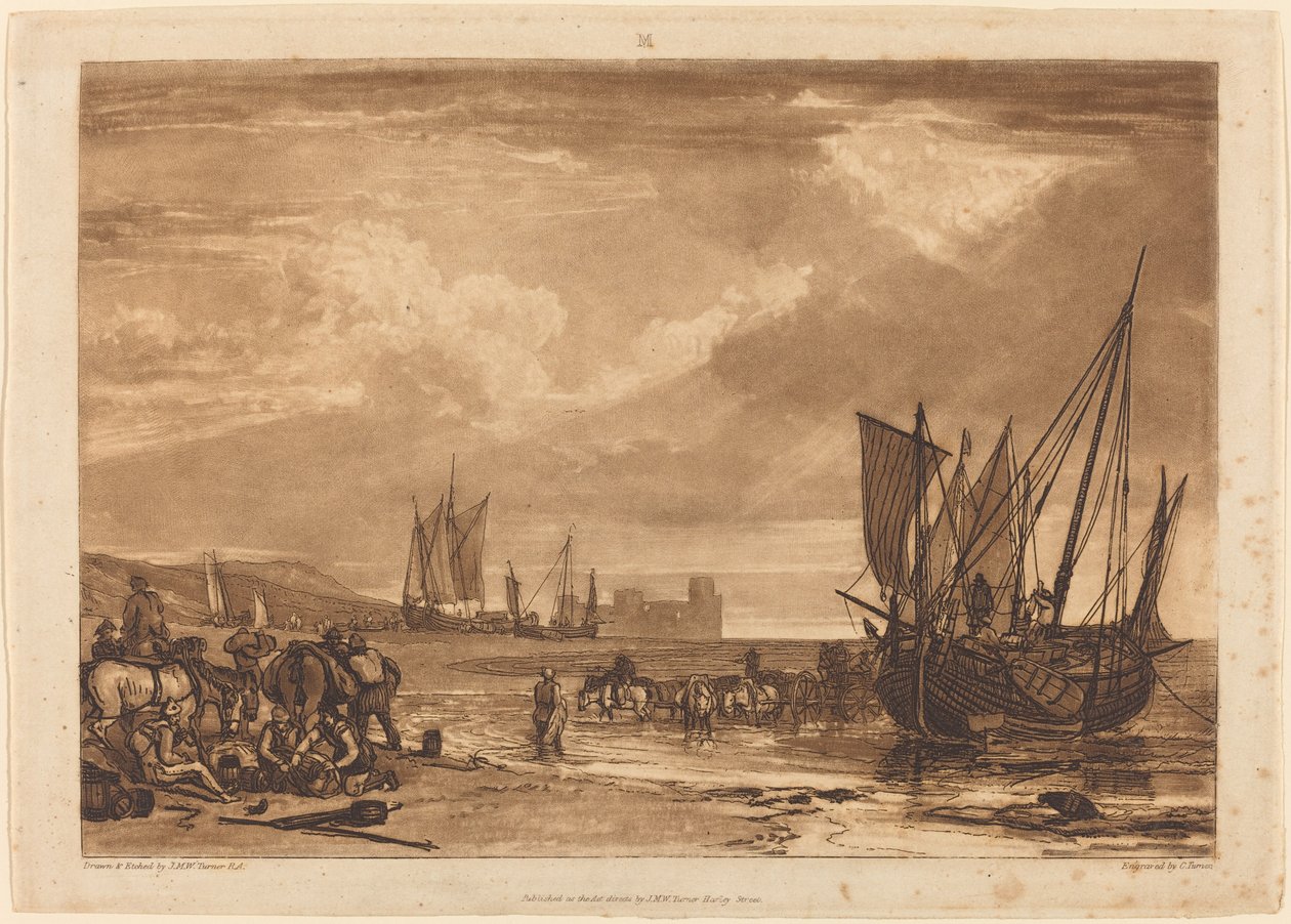 Cena na costa francesa, publicado 1807. de Joseph Mallord William Turner
