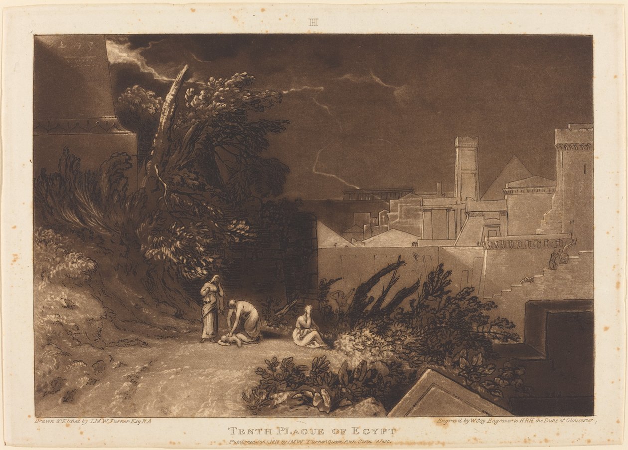 Décima Peste do Egito, publicado em 1816. de Joseph Mallord William Turner