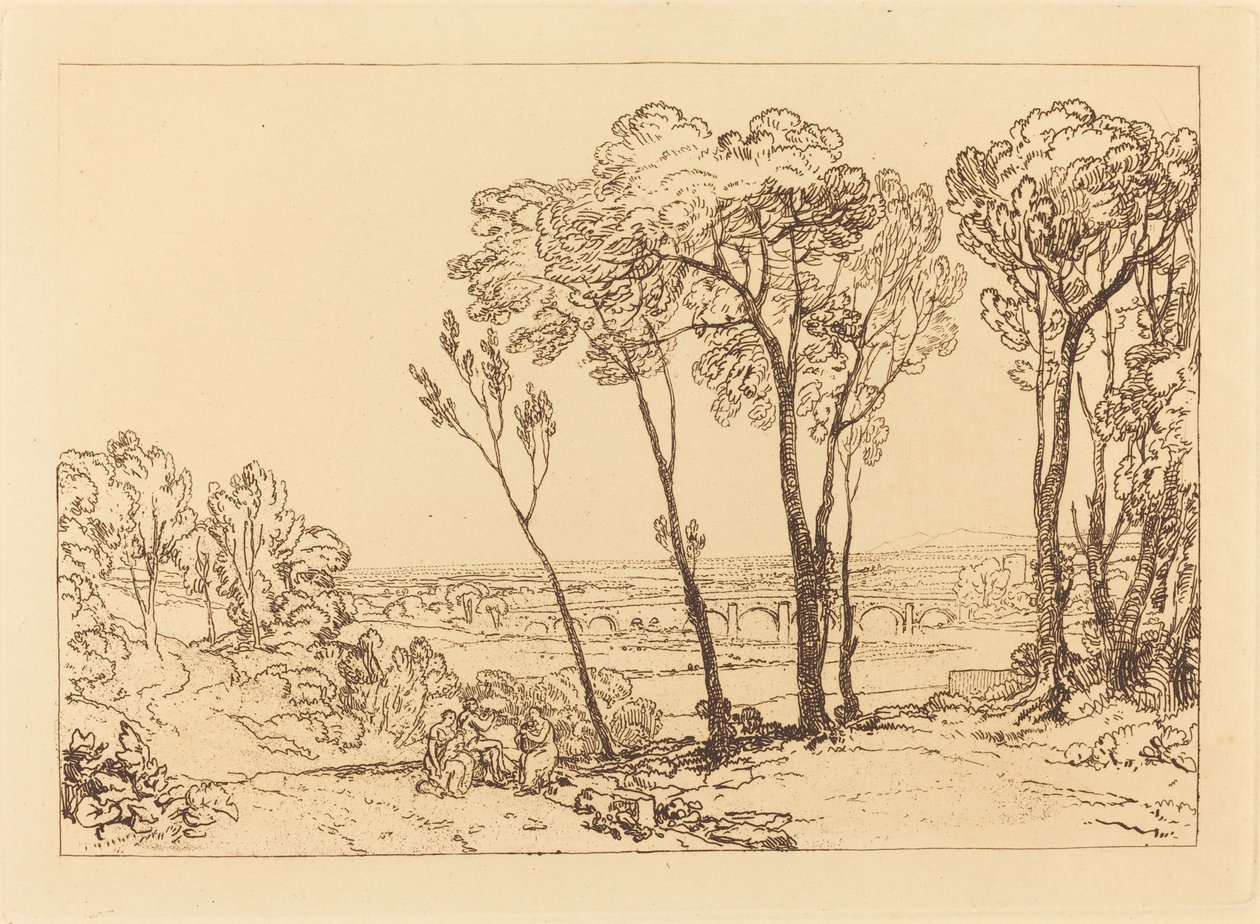A Ponte na Distância Média, publicado 1808. de Joseph Mallord William Turner