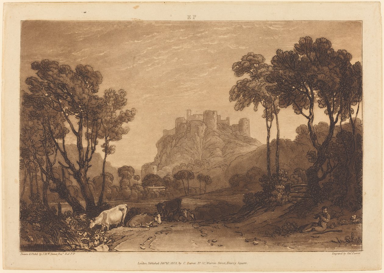 The Castle Above the Meadows, publicado em 1808. de Joseph Mallord William Turner