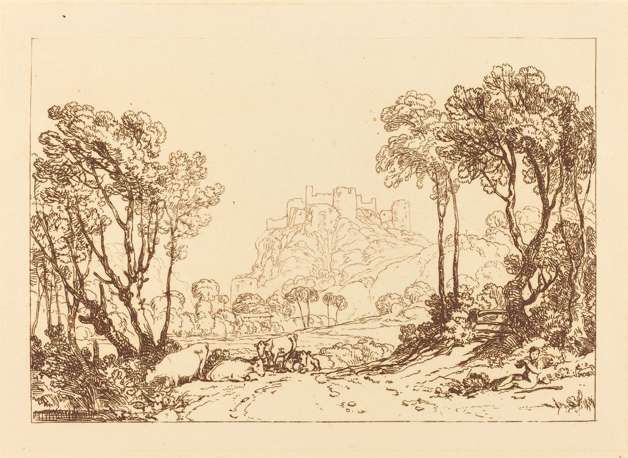 O Castelo Acima dos Prados, publicado em 1808. de Joseph Mallord William Turner