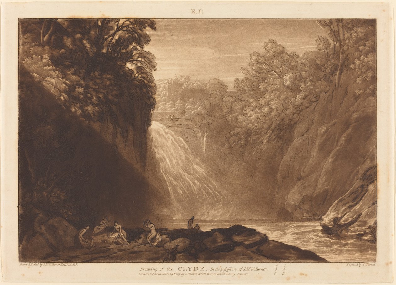A Queda do Clyde, publicado em 1809. de Joseph Mallord William Turner