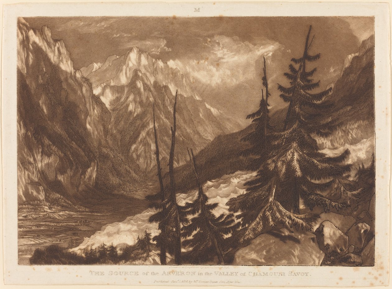 The Source of the Arveron, publicado em 1816. de Joseph Mallord William Turner