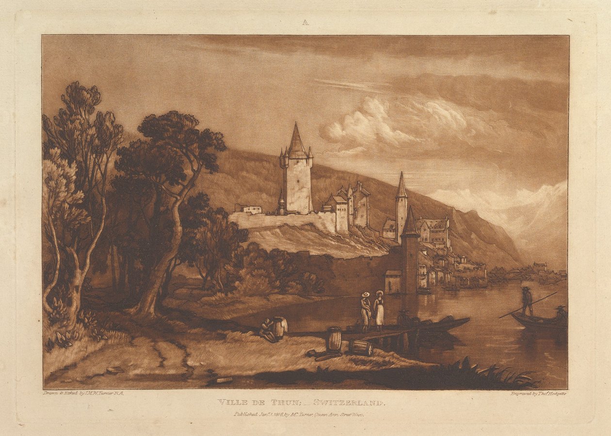 Ville de Thun, Suíça Liber Studiorum, parte XII, placa 59, 1 de janeiro de 1816. de Joseph Mallord William Turner