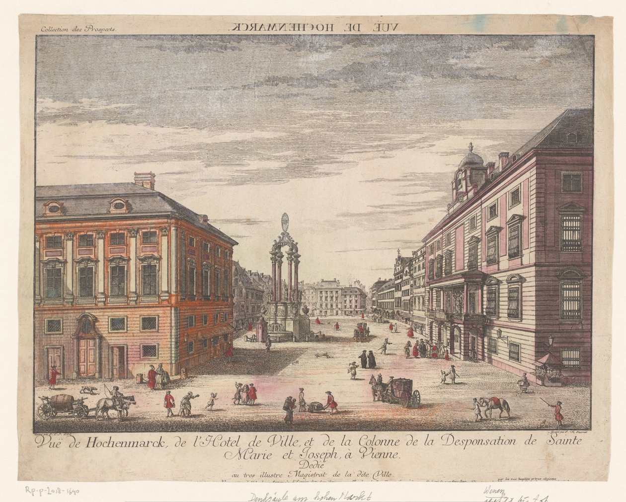 Vista do Hohe Markt em Viena Vista de Hochenmarck (título no objeto) de J.M. Siccrist