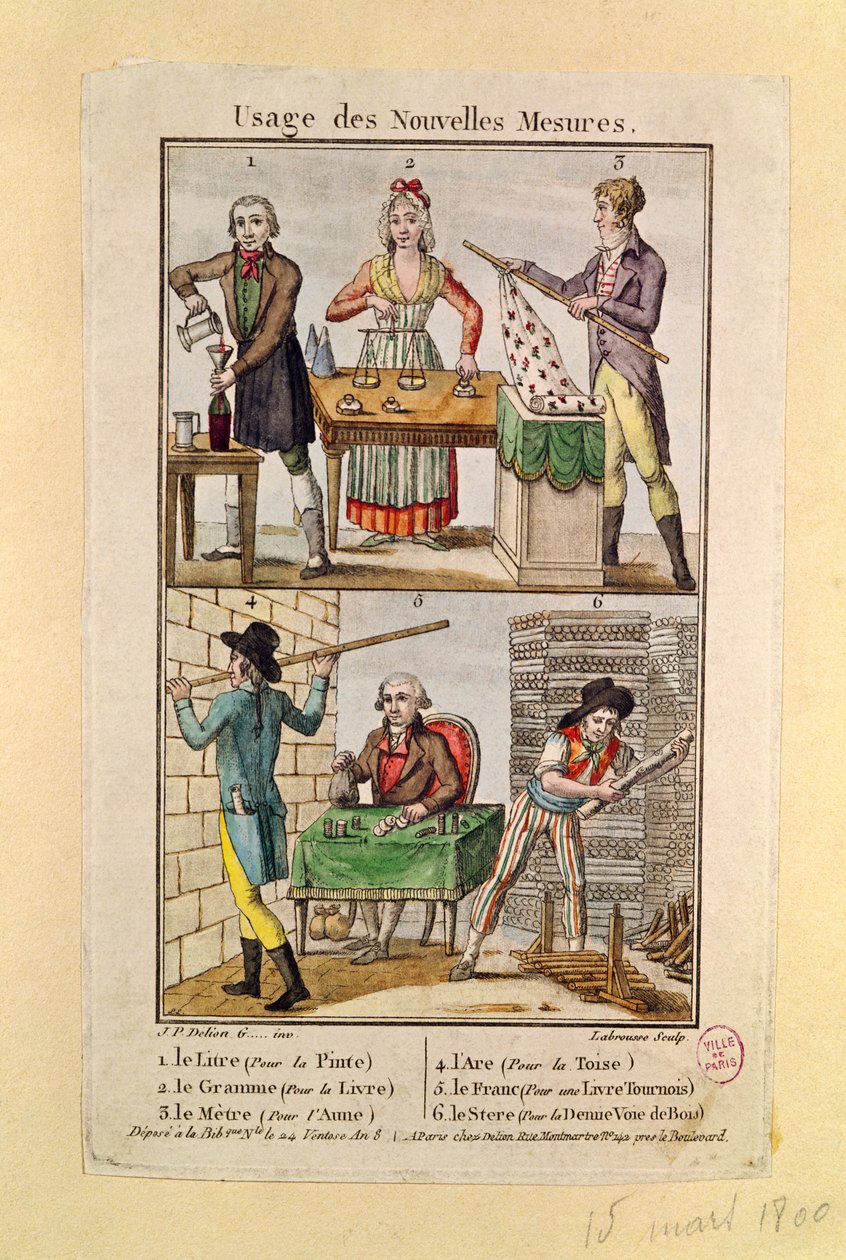 Uso das Novas Medidas, gravadas por Labrousse, 1795 de J.P. Delion