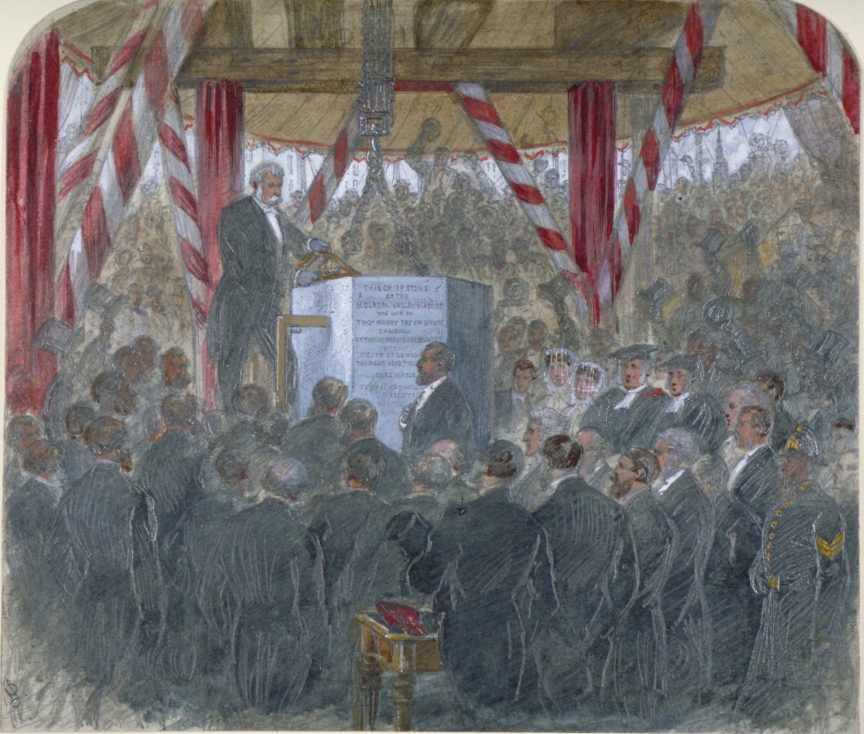 Lançamento da pedra fundamental do Viaduto de Holborn, City of London, 3 de Junho de 1867 de JP