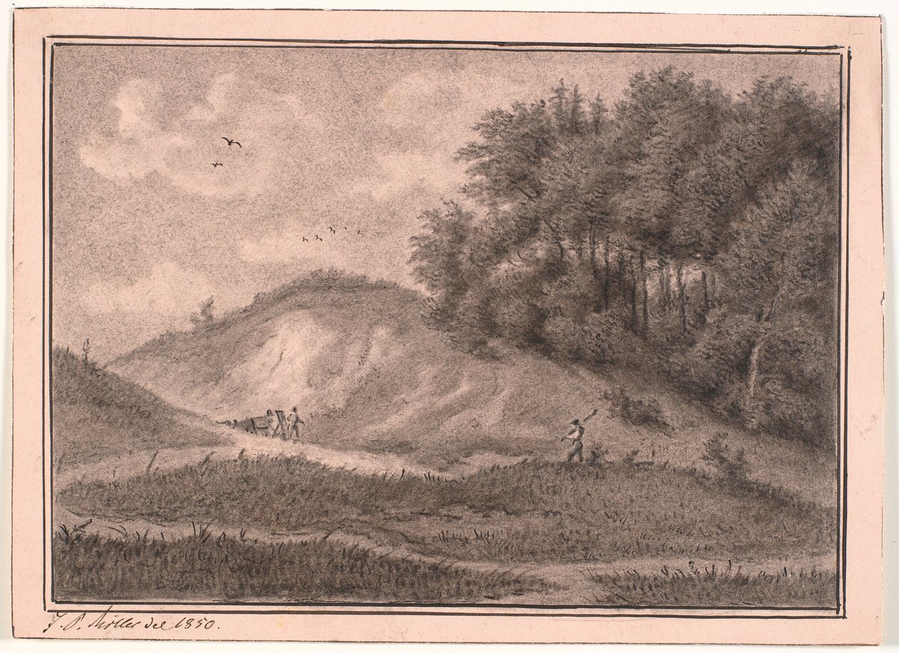 Terreno montanhoso com cascalho e árvores de J.P. Møller