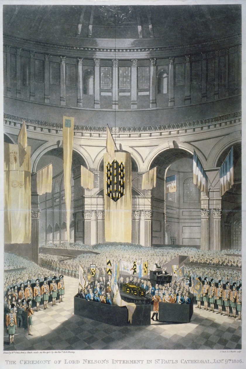A cerimônia do enterro de Lord Nelson na Catedral de São Paulo, Cidade de Londres, 1806 de JR Hamble