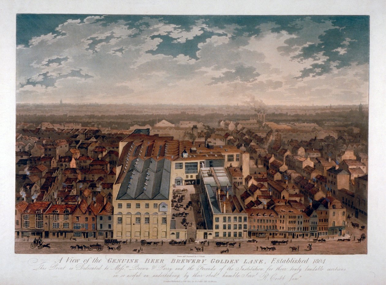 The Genuine Beer Brewery, Golden Lane, Londres, 1807 de JS Barth