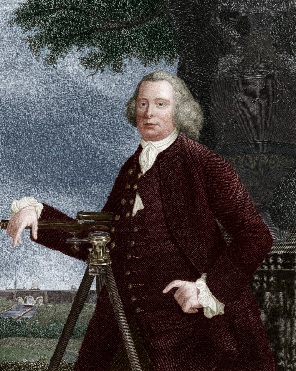 James Brindley, engenheiro civil inglês do século XVIII e construtor de canais, 1836. de JT Wedgwood