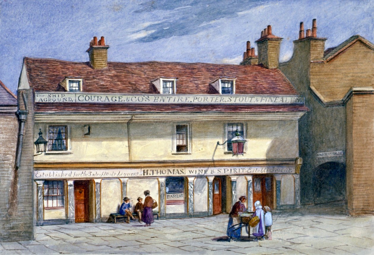 A casa pública Ship Aground, Wolseley Street, Bermondsey, Londres, c1875. de JT Wilson