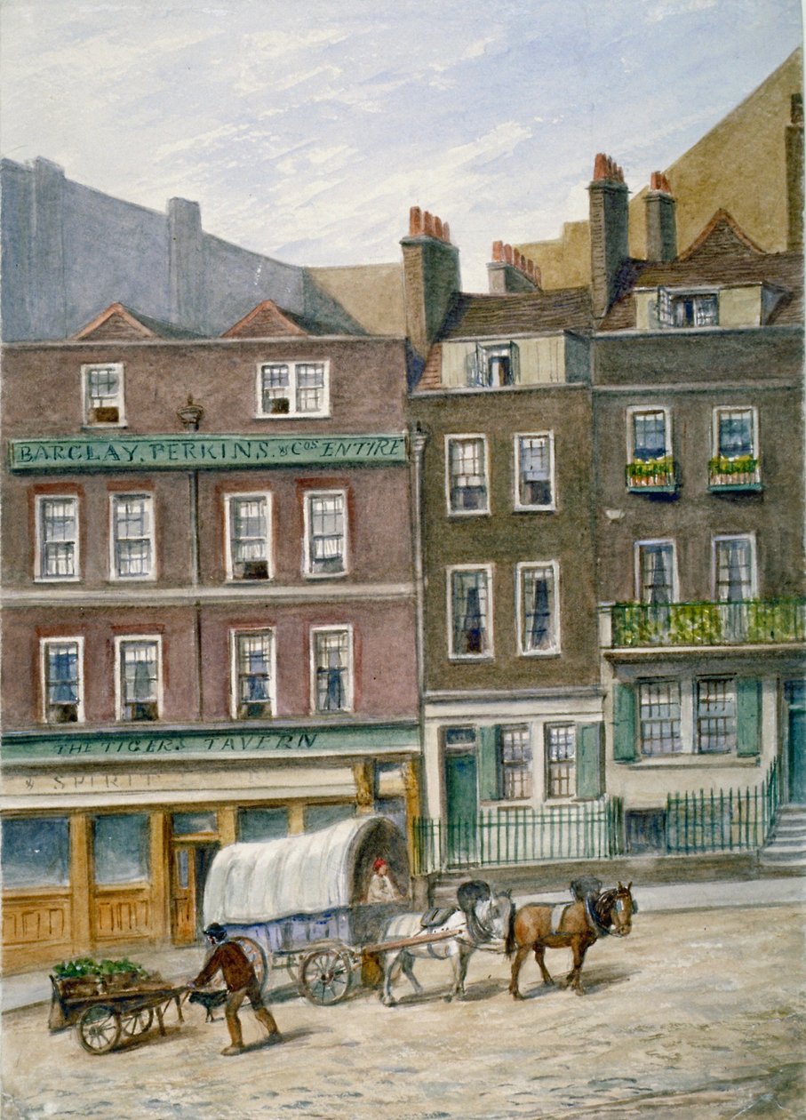 The Tiger Tavern, Tower Dock, Londres, 1868. de JT Wilson