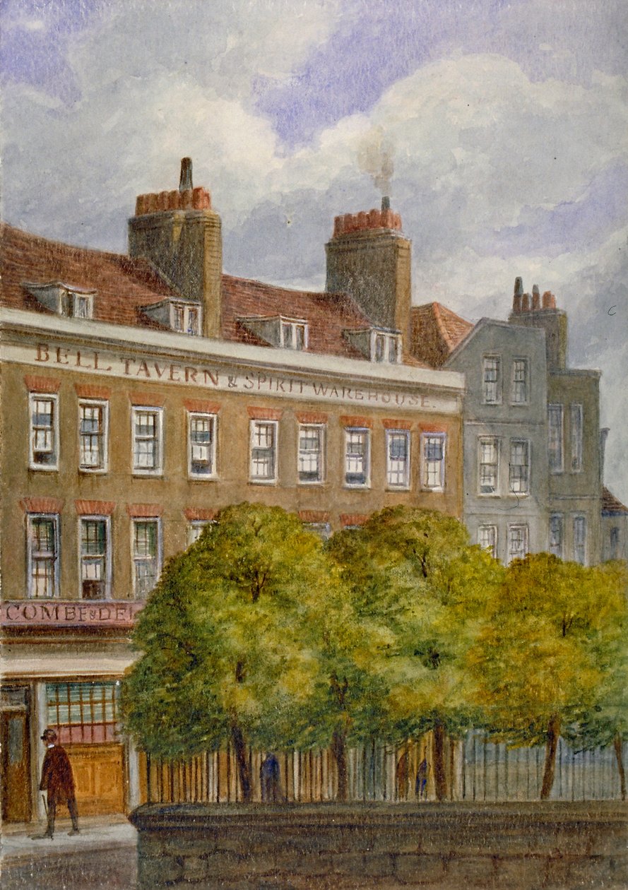 Vista da Taberna Bell, Church Row, Aldgate, City of London, 1870.                                   de JT Wilson