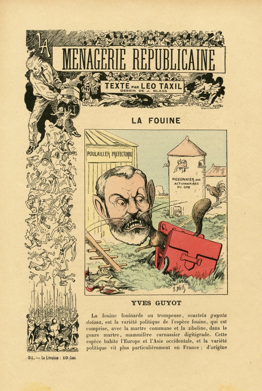 Ilustração de J. Blass (1847-1892) em Menagerie Republicaine Galeria humorística das principais personagens da Terceira República de J. (1847 1892) Blass