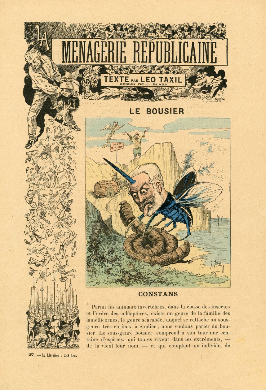 Menagerie Republicaine Galeria humorística das principais personagens da Terceira República, número 27, Satirique en Couleurs de J. (1847 1892) Blass