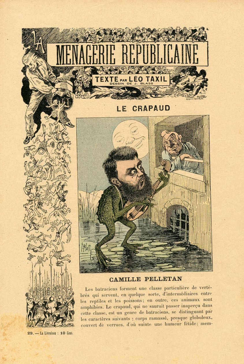 Menagerie Republicaine Galeria humorística das principais personagens da Terceira República, número 29, Satirique en Couleurs de J. (1847 1892) Blass