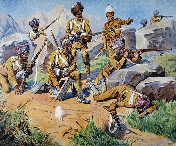 Tropas indígenas na baía de J. A. Stewart