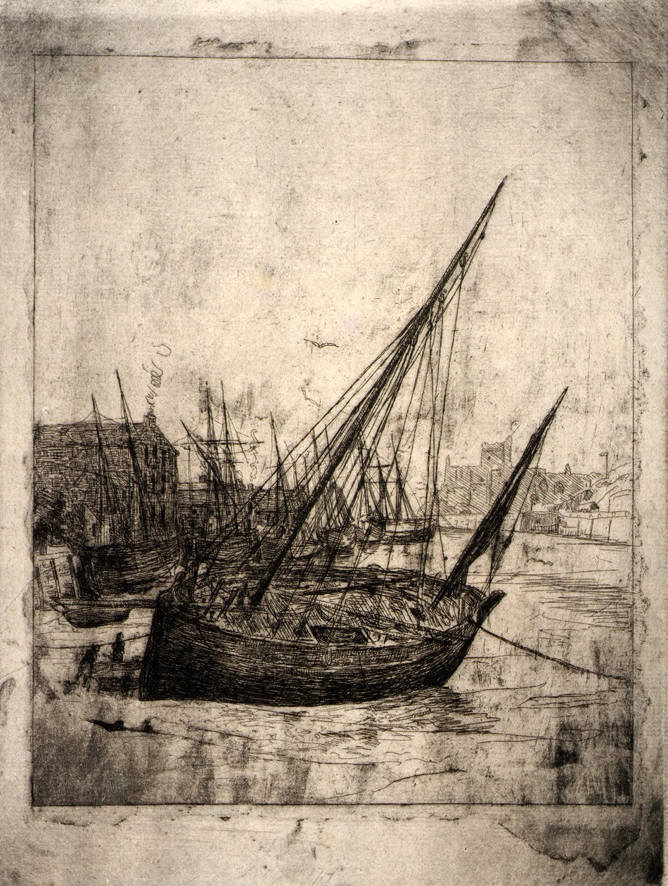 Barcos em Peel--Isle of Man de J. Alden Weir