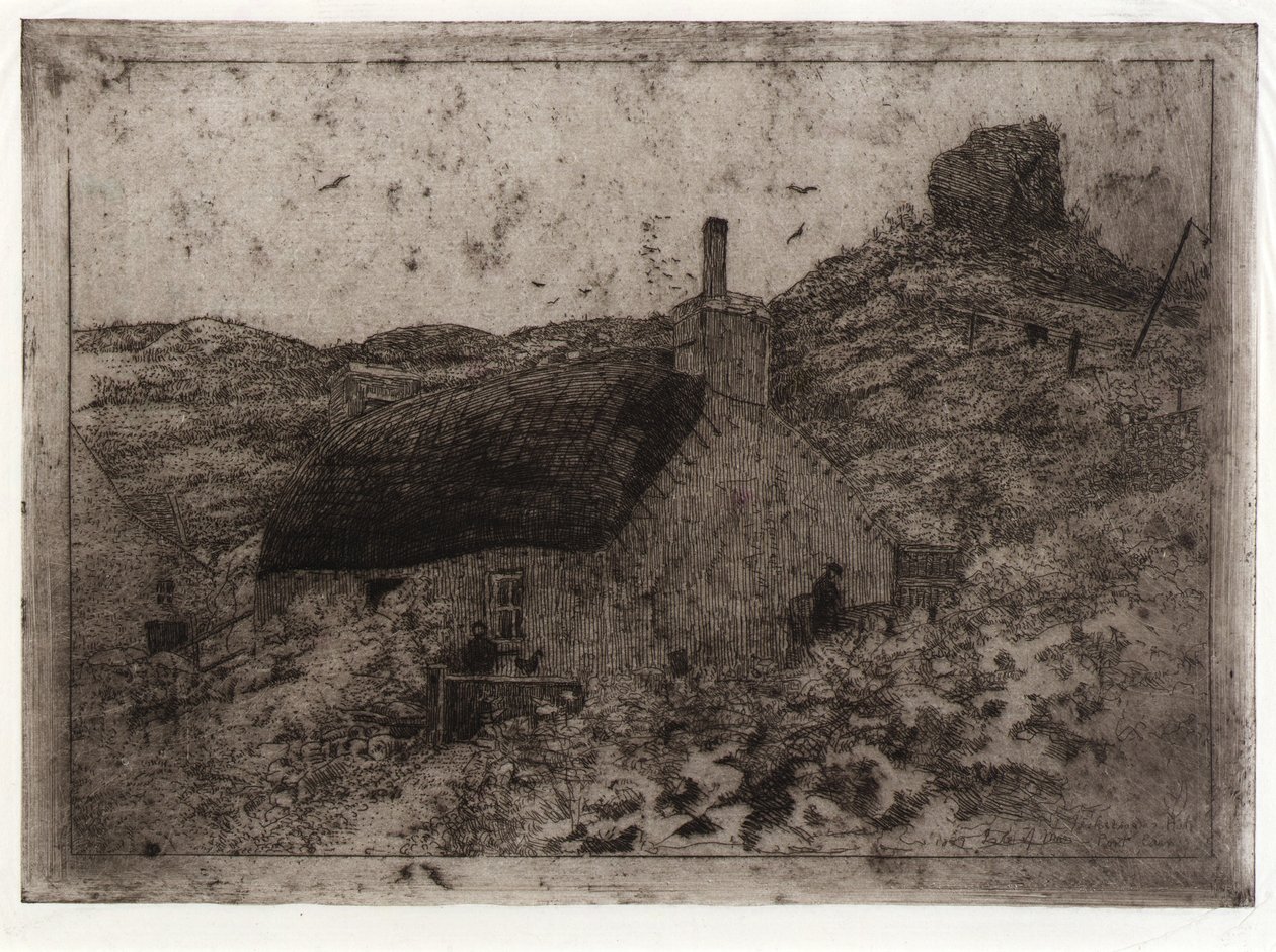 Cabana do pescador na colina - Ilha de Man de J. Alden Weir