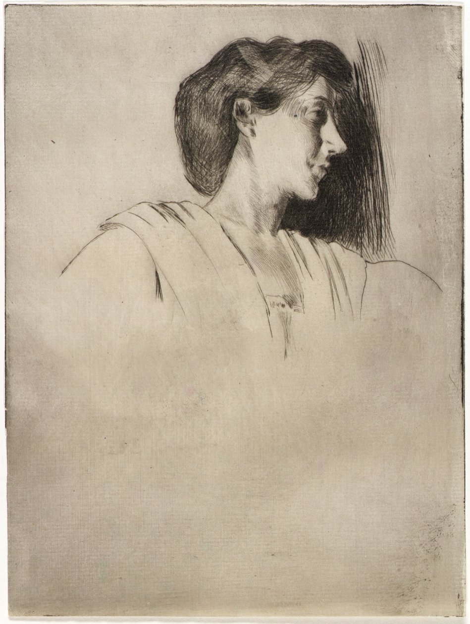 Estudo de uma cabeça de mulher em perfil de J. Alden Weir