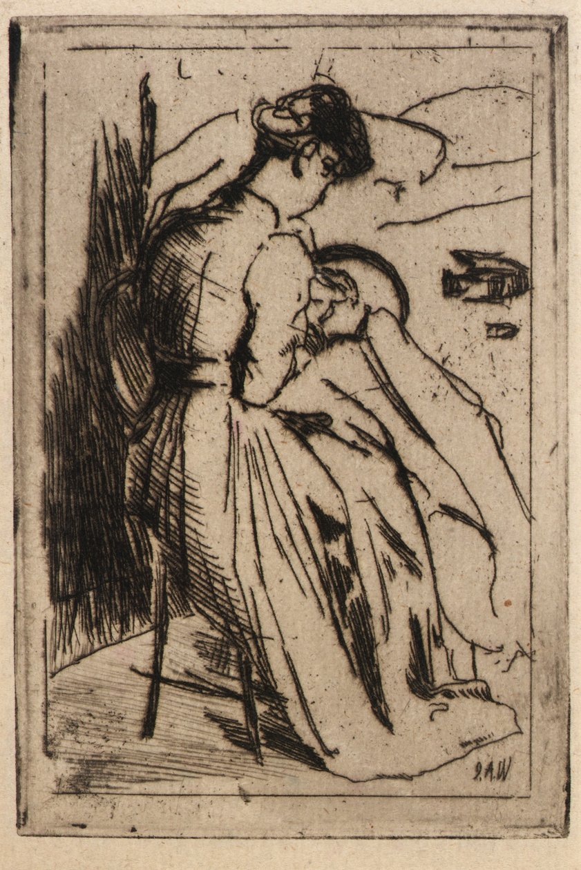 Mulher a bordar de J. Alden Weir