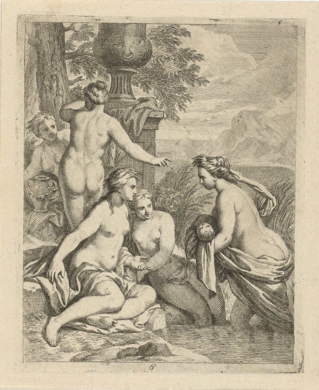 Thetis retorna para suas ninfas da água Cenas da Vida de Aquiles (título da série) Vitam et mortem achilli (título da série) de J. Alexander Janssens