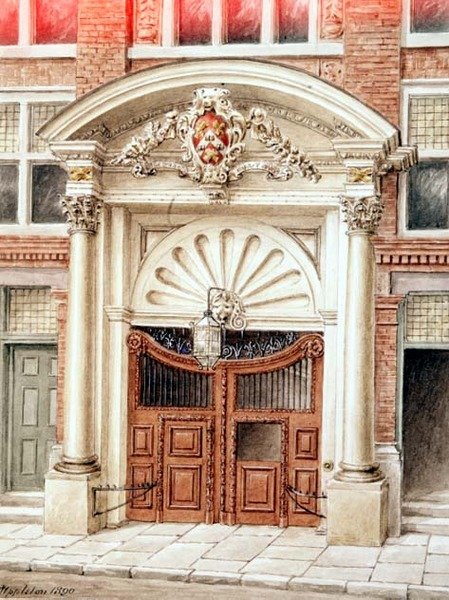 Porta de entrada para o Brewers Hall em Addle Street, City of London de J. Appleton