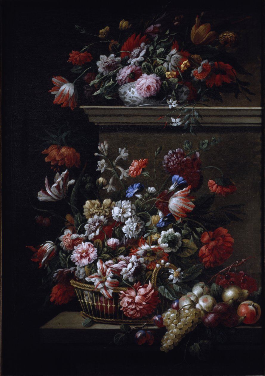 Natureza morta das flores (óleo sobre tela) de J B and Bogdany Jakob Monnoyer
