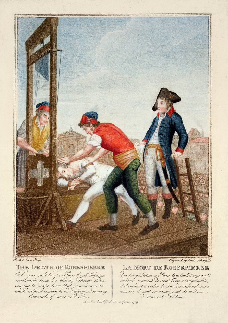 A morte de Robespierre (1758-94) 28 de julho de 1794 gravada por James Idnarpila, publicada em 1799 de J. Beys
