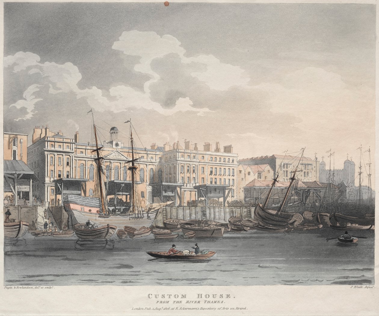 Alfândega, do Rio Tâmisa, 1808. de J. Bluck