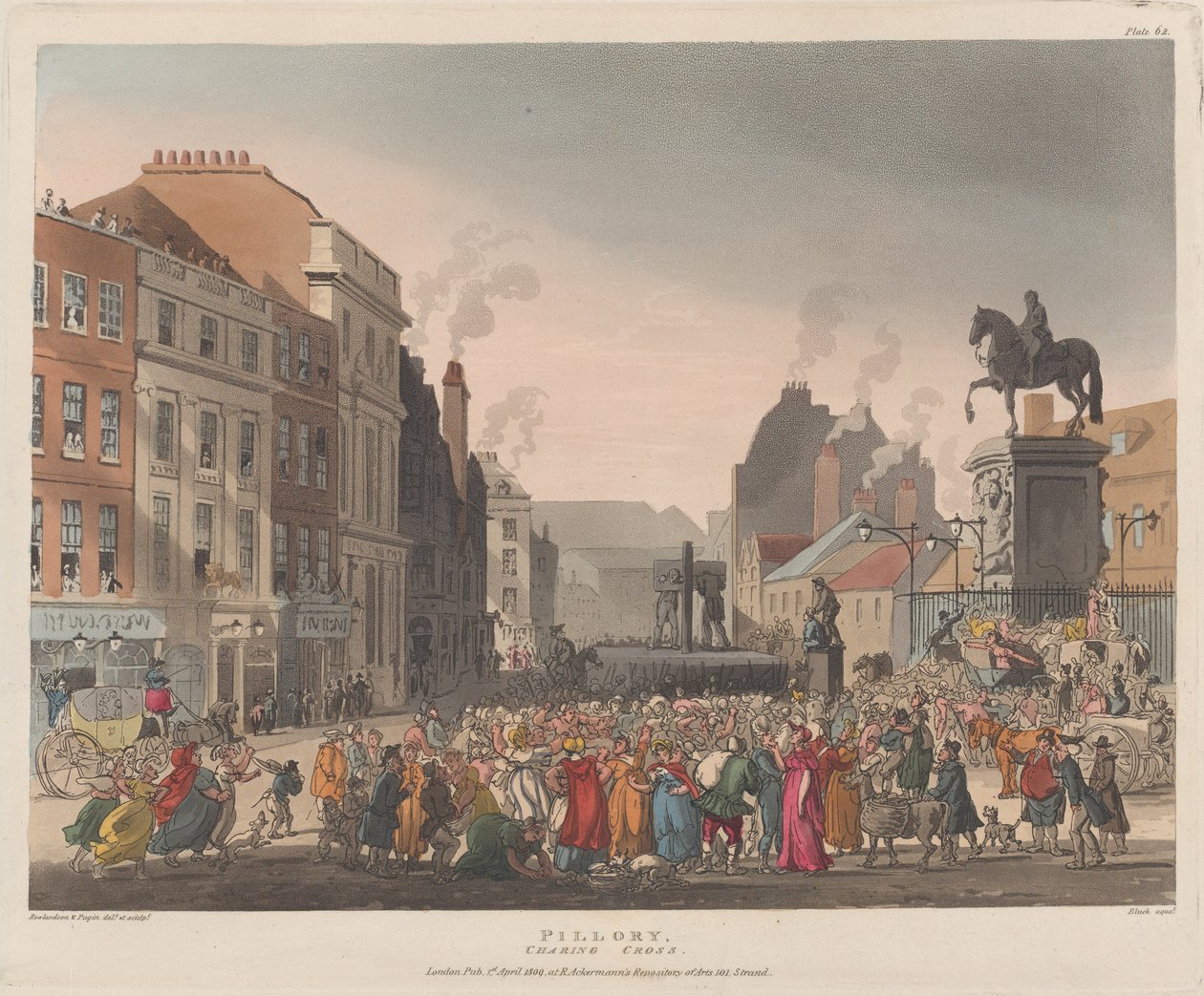 Pelourinho, Charing Cross, 1º de abril de 1809., 1º de abril de 1809. de J. Bluck