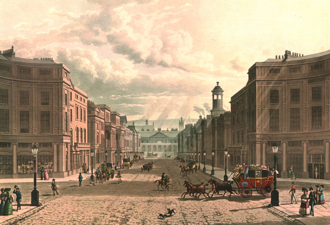 Regent Street de Piccadilly, c1822. de J Bluck