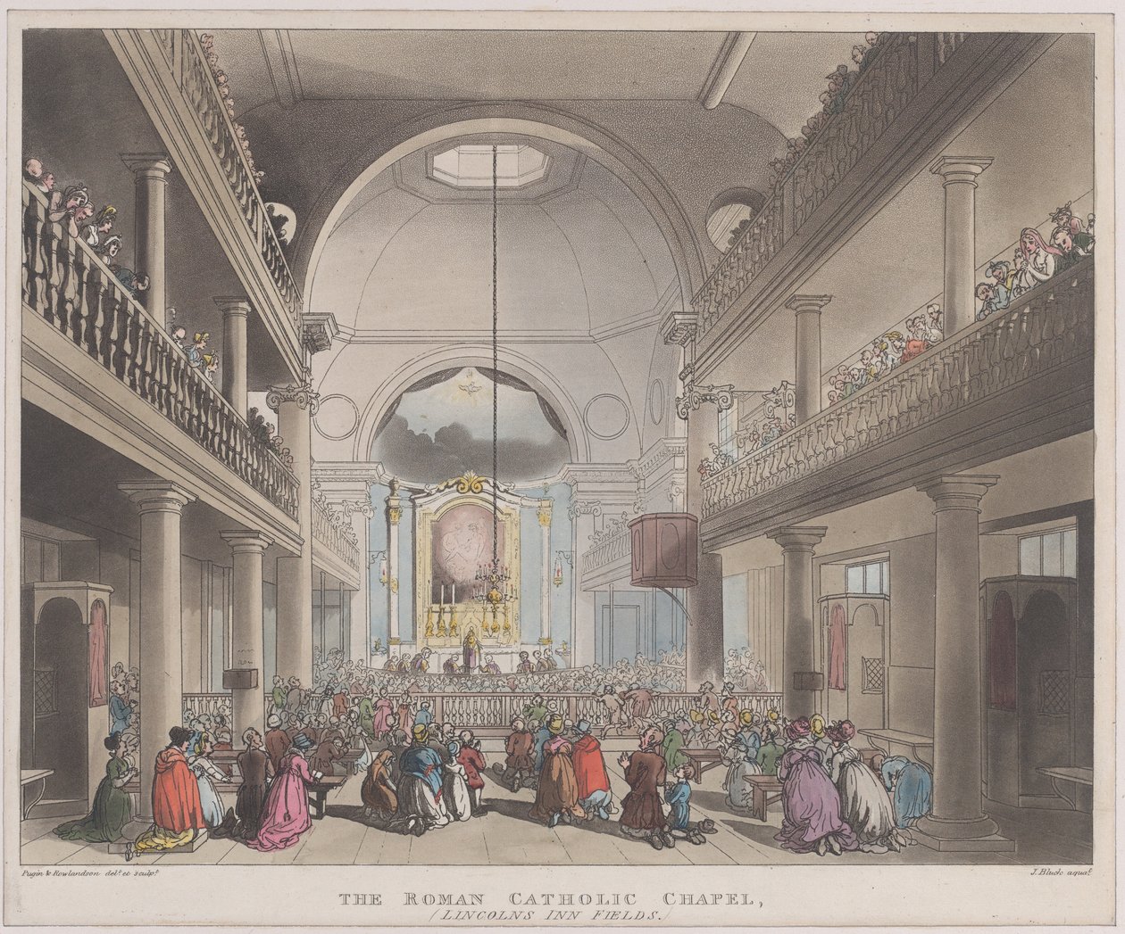 A Capela Católica Romana, Lincolns Inn Fields, 1º de abril de 1808., 1º de abril de 1808. de J. Bluck