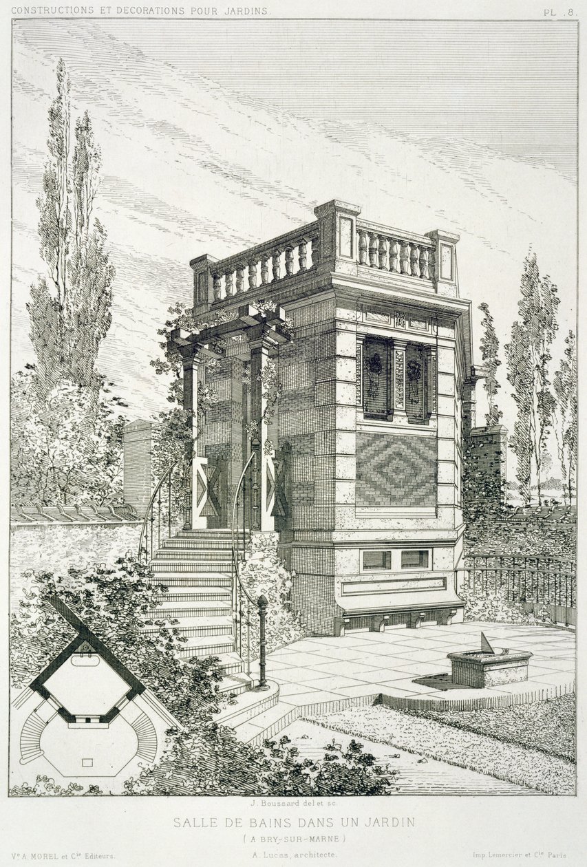 Sala de banho, a partir de um volume de projetos de vários arquitetos, pub. Morel & Cie, Paris, c.1880 de J. Boussard