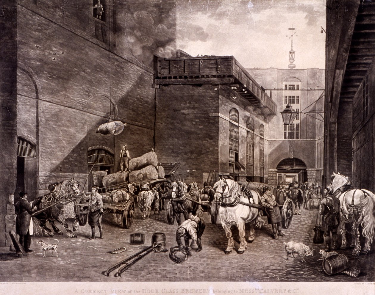 The Hour Glass Brewery on Upper Thames Street, Londres, 1821.   de J Bromley