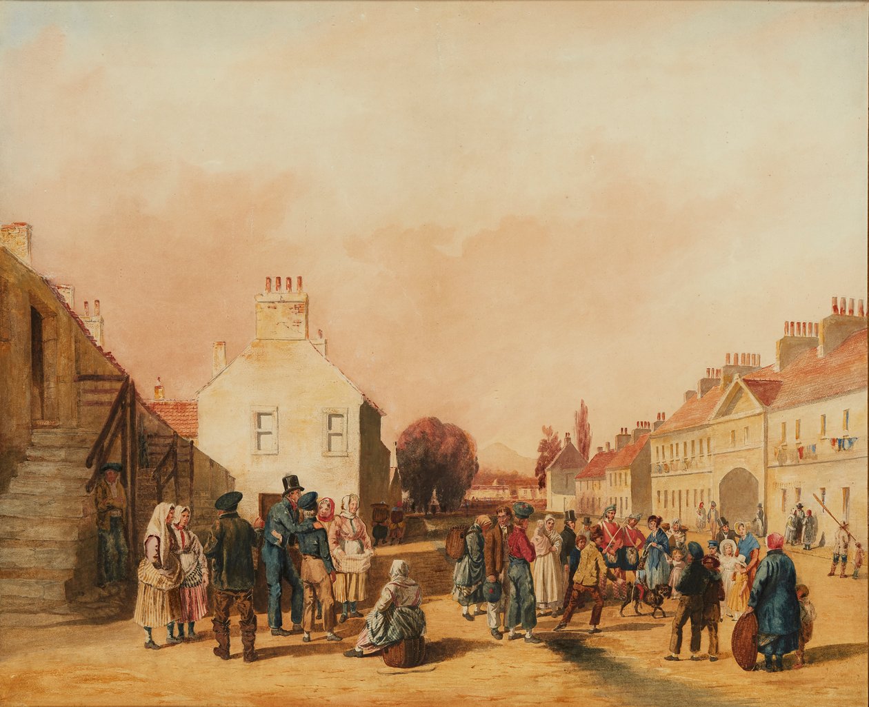 Fisherrow, Musselburgh (lápis e aguarela) de J. C. Newton