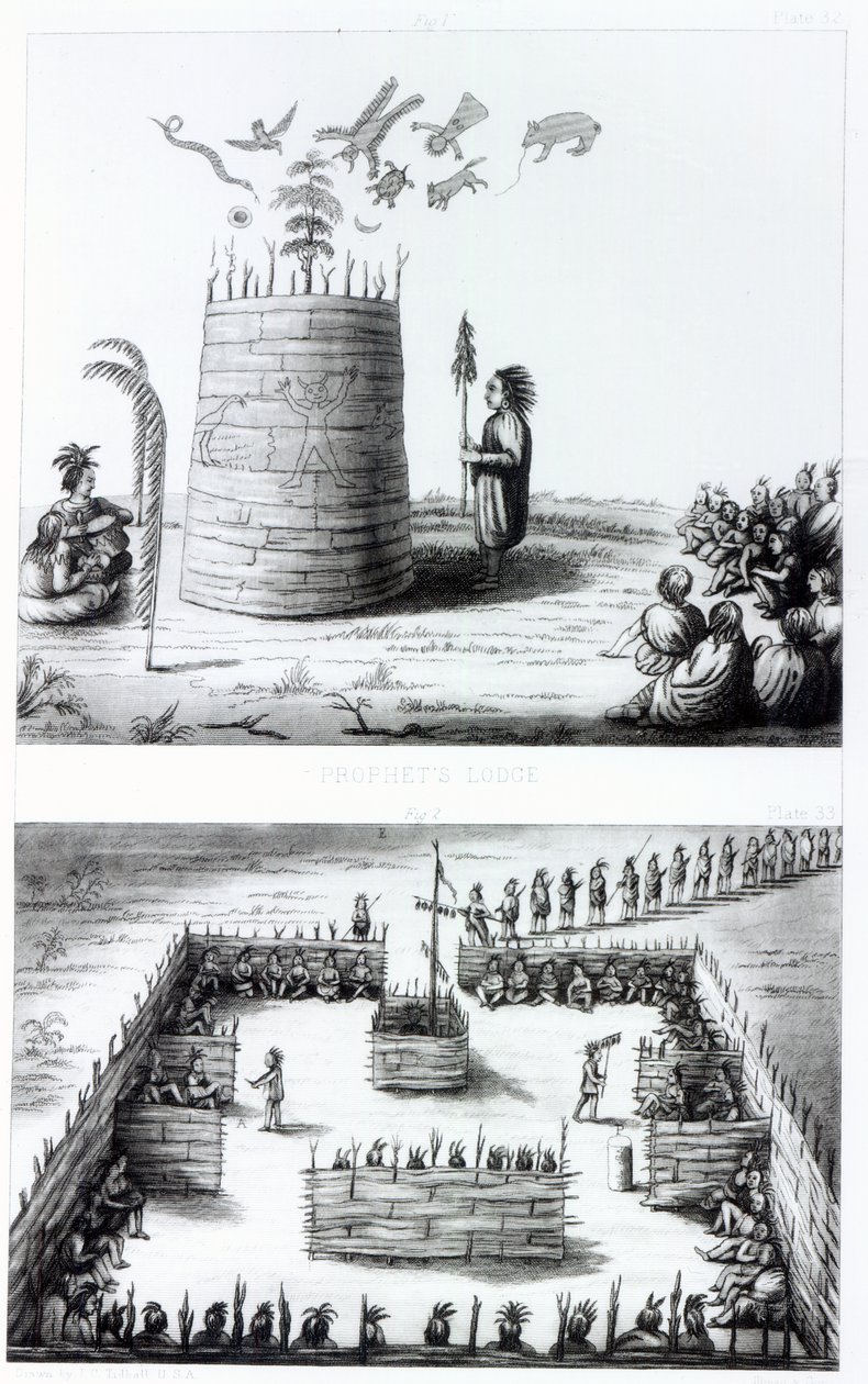 A Loja do Profeta e Medawisos de um livro de Henry Schoolcraft (1793-1864) de J. C. Tidball