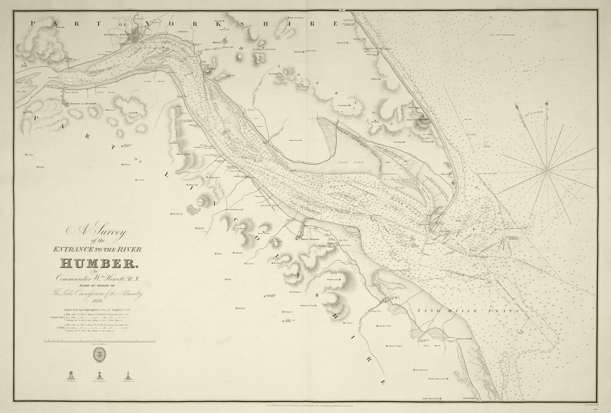 Estudo da entrada do rio Humber efectuado pelo comandante Williamm Hewett, R.N. por ordem dos Lordes Comissários do Almirantado 1828 de J. & C. Walker