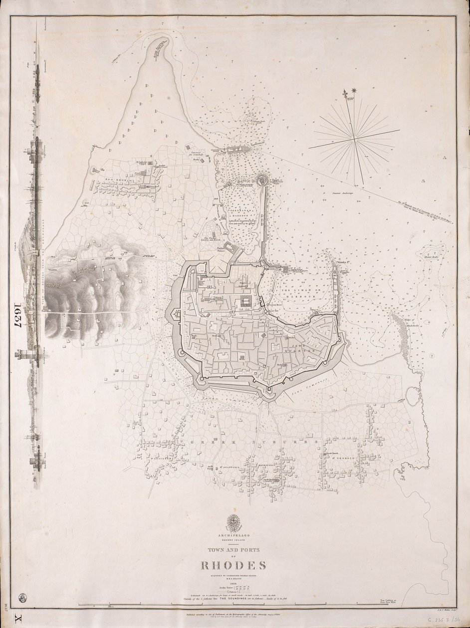 Arquipélago, ilha de Rodes, cidade e portos de Rodes inspeccionados pelo comandante Thomas Graves, HMS "Beacon" 1838 de J. & C. Walker