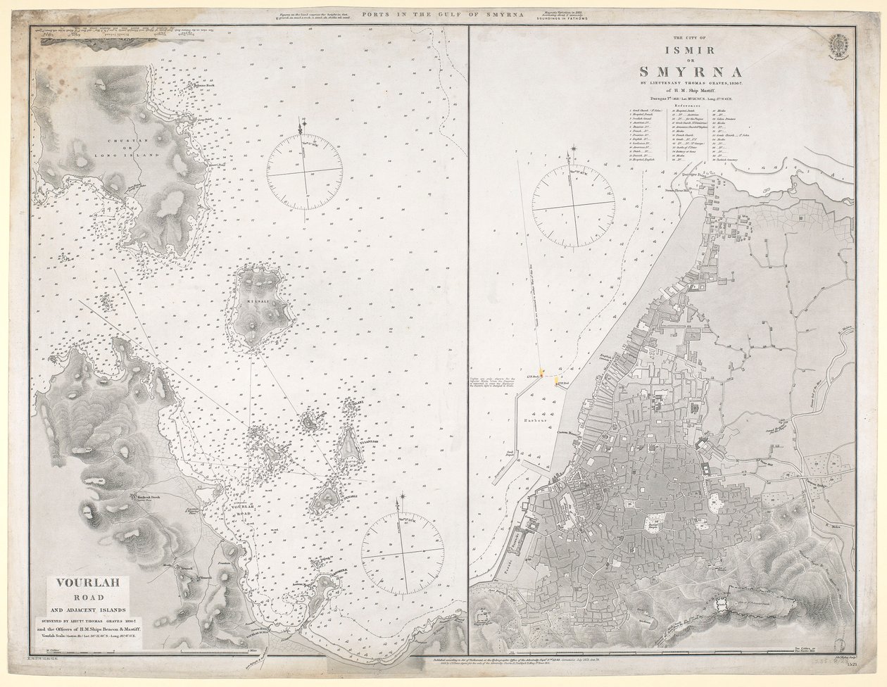 Mapa dos portos do golfo de Esmirna de J. & C. Walker