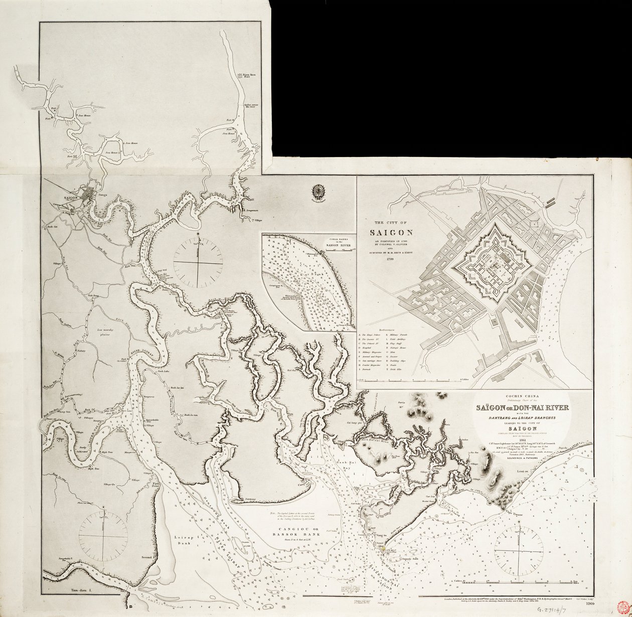 Mapa da Indochina de J. & C. Walker