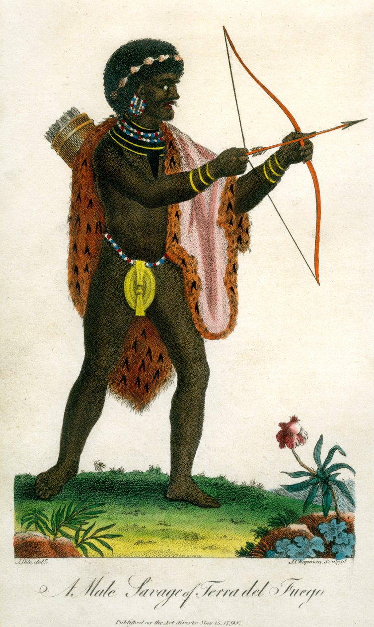 Um selvagem masculino da Terra del Fuego, 1795. de J. Chapman